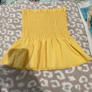 yellow peplum tube top